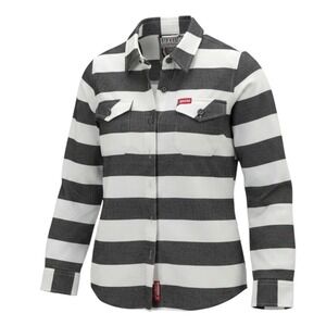 Dixxon Flannel Co The Tracker Women S Black White Striped Button‎ Up Excellent